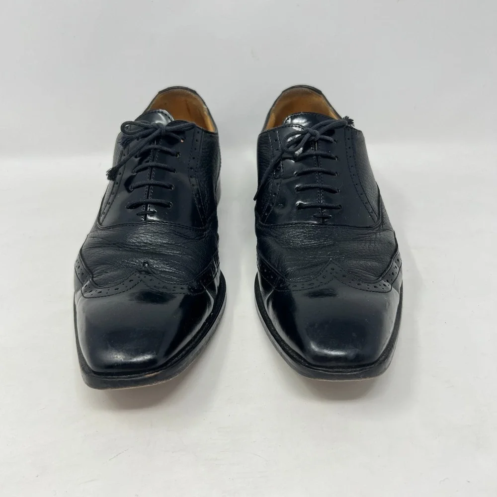 Mercanti Fiorentini Black‎ Leather Wingtip Oxford Dress Shoes Size 10M #7552